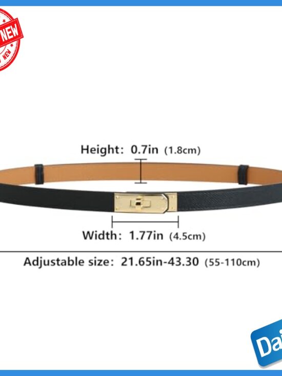 Skinny Leather Belt Adjustable Turn Lock Buckle Medium Width main image 4